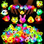 SCIONE 40 Pcs LED Light Up Rings Flashing Party Bag Fillers for Kids Cute Animal Light Up Toys Christmas Gifts for Boys Girls Classroom Prizes Party Favors