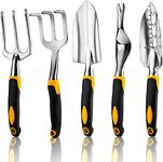 MAYHORY 5 Piece Gardening Tools Set, Garden Tools with Heavy Duty Cast-Aluminium Heads & Ergonomic Handles, Gardening Gifts for Men Women Including Shovel, Transplanted, Cultivator, Weedier, Fork