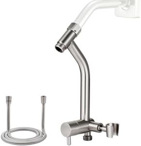 G-Promise All Metal Shower Diverter with Low Handheld Holder, 71" Stainless Steel Extra Long Hose, 3-Way 4-Setting Diverter Valve with Pause Mode, Universal Bath Replacement Part(Brushed Nickel)