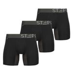 STEP ONE Mens Boxers - 3-Pack Underwear for Men, Moisture-Wicking Mens Boxer Shorts, 3D Pouch + Chafe-Reducing Mens Boxers. Fabric Made from Organic Bamboo Trunks - Boxer Briefs Black