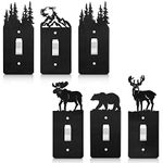 Lothee 6 Pcs Metal Bear Light Switch Cover Plate Moose Tree Mountain Elk Outlet Cover Forest Outlet Switch Plate Toggle Outlet Wall Cover for Home(Single Gang Toggle,2.75 x 6.69 Inch)