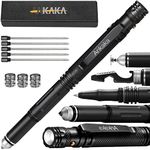 The Most Loaded 7-in-1 Tactical Pen: Solves Others Weaknesses, Self Defense Tip + Flashlight + Ballpoint + Stylus + Bottle Opener + Screw Driver + Hexagonal Wrench, 5 Inks + 9 Batteries + Gift Box