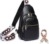 Everfunny Sling Bag for Women PU Leather Sling Bags with 2 Guitar Strap Crossbody Fashion Sling Backpack Multipurpose Chest Bag