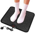 Electric Heated Foot Warmer – 230V Heated Floor Mat Under Desk with 7-Temp Settings & 12H Auto Shut-Off – Heating Pad with Foot Switch & Thermostat (Black-Gray)