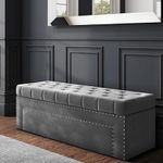 Habiba Arts 3 Seater Ottoman Sofa Couch Storage Sethee Tufted Storage Bench Multipurpose Settee For Living Room, Guest Room, Office (Grey) - Wood