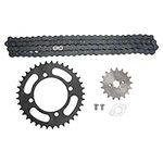 Chain Sprocket kit, 420 Chain 155mm 37T Front 17T Rear Sprocket and Set for Universal Fit 50cc to 125cc Dirt Mini Bikes ATV Go Kart