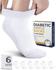 Pembrook White Diabetic Socks for Men & Women - 6 Pairs | Low Cut Stretch Top Mens Diabetic Socks | Ankle Moisture Wicking Neuropathy Socks for Men | Diabetic Socks for Men 9-12