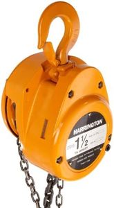 Harrington CF Hand Chain Hoist, Hook Mount, 1 Ton Capacity, 10' Lift, 14.6" Headroom, 1.1" Hook Opening