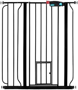 Carlson Extra Tall Walk Through Pet Gate with Small Pet Door, for Openings 29"-39" Wide,Includes 4-Inch Extension Kit, 4 Pack Pressure Mount Kit and 4 Pack Wall Mount Kit, Black