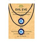 Crystu Blue Turkish Evil Eye Pendant | Black Thread Evil Eye Pendant Necklace for Women Men Lucky Protection, Size 20 mm Approx Combo 2 pc