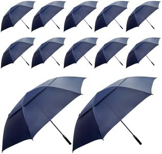 PEDOBALI 12 Pcs Large Automatic Open Golf Umbrella 62 Inch Heavy Duty Waterproof Windproof Double Canopy Rain Umbrella for Women Men Family Sports Travel