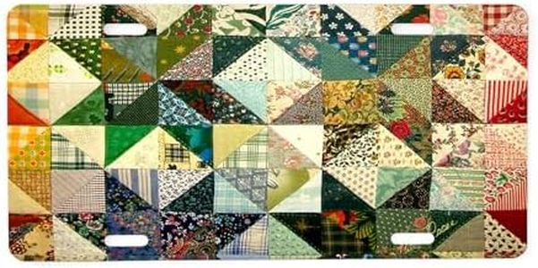 CafePress Fun Patchwork Quilt Aluminum License Plate, Front License Plate, Vanity Tag