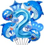 40 Inch 2 Balloon Number, Cute Blue Shark Balloons, Giant Foil 2 Birthday Balloon for Anniversary Supplies, Kids Birthday Party, Shark Themed Birthday Party, Banquet Decoration(shark-2)