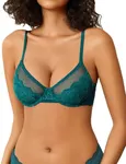 Avidlove Minimizer Bras for Women Sheer Balconette Underwire Unlined Everyday Bras Lingerie Bluish Green XXL