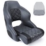 NORTHCAPTAIN Premium Marine Grade Vinyl Captain's Bucket Seat Flip-Up Boat Seat with Seat Cover for Fishing/Pontoon Boats,Charcoal/Black