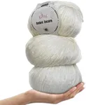 Ombré-Encore Thick Bulky #5 Weight Knit & Crochet Hygge Yarn for Chunky Blankets, Hats, Scarves and Shawls, 100% Acrylic, 3-Pack, 507yds/420g (Milky White)