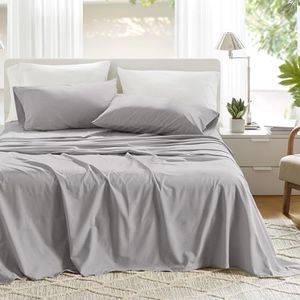Comfort Spaces 100% Cotton Bed Sheet Set Breathable Lightweight Soft with 12" Elastic Pocket Fits Mattresses Up to 14" Cozy All Season Bedding Matching