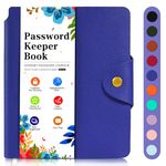 Password Book with Alphabetical Tabs, Elegant PU Leather Password Keeper Book, Small Password Journal to Record Contacts, Special Days, Internet Setting, Dark Blue