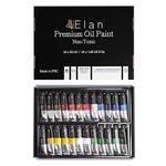Elan Professional Oil Paint Set 50ml, 24 Rich Colours, Non-toxic Paint for Painting Canvas and Crafts, Oil Paints for Artists, Art Paints for Adults