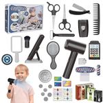 deAO Stylist Hairdresser Role Play Set, Kids Hairdressing Set with Hair Dryer, Kids Makeup Set, Pretend Play Toys for Boys Girls Age 3-8 (boys)