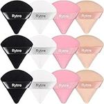 Rytrre 12 Pieces Triangle Powder Puff Face Makeup Sponge Soft Velour Powder Puffs for Loose Powder Body Powder Cosmetic Foundation Beauty Sponge, Stocking Stuffers Gift for Women (Black Pink Flesh White)