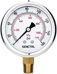 SENCTRL 0-160 Psi Glycerin Liquid Filled Air Pressure Gauge, 2.5" Dial Size, 1/4" NPT Lower Mount, Stainless Steel Case, Water Pump, Tire, Large Air Compressor, Well Pump, RV Regulator Pressure Test