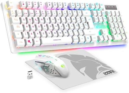 Empire Gaming - Armor RF800 Teclado y Ratón Para Gamers Recargable QWERTY (Layout Español) Con Mouse Pad - RGB Wireless 2.4Ghz Keyboard - 4800 DPI Mouse - PC PS4 PS5 Xbox One/Series Mac - Blanco