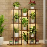 BACEKOLL Plant Stand Indoor with Grow Lights, 6 Tiered Metal Plant Shelf, 40" Tall Plant Stand for Indoor Plants Multiple, Corner Plant Holder Display Rack, Flower Shelves for Living Room, Patio