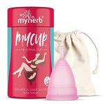 MYCUP From MYHERB Menstrual Authentic Original Cups- Silicon Material- with Pouch-Ultra Soft, Odour and Rash Free - No Leakage - Protection for Up to 10 Hours (Medium Size)