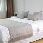 TTiiLoe Linen Bed Runner with Tassel, Solid Color Bed Scarf Wedding Bedspreads Bed Cover Protection for Hotel Bedroom Decor, Grey, 50 * 240cm for 1.8m Bed