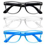 Okany Blue Light Glasses for Kids 3 Pack Blue Light Blocking Glasses for Teen Boys Girls Age 3-10,Computer Screen Gaming TV Phone Glasses Anti Glare,UV & Eye Strain (Grey Black+Transparent+Blue)