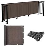 E&K Sunrise 3' x 50' Balcony Privacy Fence Screen Cover with Zip Ties Outdoor Screen Fence UV Protection for Deck Patio Backyard Apartment Pool Porch (Brown)