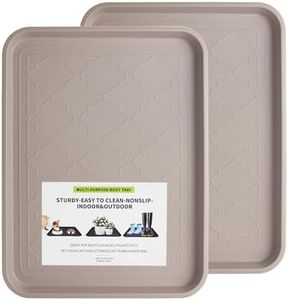 PETABBY Boot Tray 2 Packs All Seasons Multi-Purpose, Waterproof Boot Trays for Entryway Indoor & Outdoor, Non-Slip Shoe Tray, 16.7"x12.8",Tan