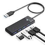 USB 3.0 Hub, ORICO 4-Port USB Hub, Ultra Slim USB Splitter for Laptop for MacBook, Mac Pro, iMac, Surface Pro,XPS, PS5, PC, Flash Drive, Mobile HDD(Black/0.15M)