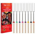 8 PCS Marshmallow Roasting Sticks, Telescoping Smores Sticks for Open Fire Pit, 32 Inch Long Marshmallow Toasting Barbecue Forks BBQ Smores Skewers for Campfire Camping Hotdog Hot Dog Bonfire Grill