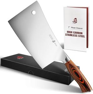 TUO Meat Cleaver - Heavy Duty Meat Chopper - High Carbon German Stainless Steel Butcher Knife - Pakkawood Handle Kitchen Chopping Knife - Gift Box - 7 - Fiery Phoenix Series
