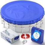 30Ft Pool Covers for Above Ground Pools,Cold and UV Resistant Round Swimming Pool Cover,4 ft Overlap,Above Ground Pool Protection with Winch and Cable Royal Blue