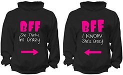 XtraFly Apparel Women's BFF Crazy Pink Valentine's Matching Couples Hooded-Sweatshirt Pullover Hoodie