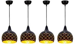 Keyplus Metal Cutted Helmet Hanging Light Ceiling Pendant Lamp, Black, Pack of 4