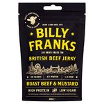 Billy Franks Gluten Free Beef Jerky - High Protein - Healthy Keto Snack - Biltong - Roast Beef & Mustard - 10 Packs x 30g