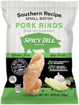 Southern Recipe Small Batch Pork Rinds | Spicy Dill Chicharrones | Keto Friendly & Low Carb | Snack Bag (Pack of 21)