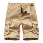 APTRO Mens Cargo Shorts Combat Casual Cotton Shorts with Multi Pockets Workwear Khaki CS05 36