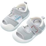 DimaiGlobal Baby Summer Sandals Little Boys Girls Flats Sandals Outdoor Non-Slip Comfortable Breathable Toddler First Walkers Shoes Grey 21-24Months