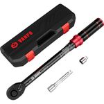 VANPO 1/2-inch Drive Click Torque Wrench,10-170 Ft-Lb/13.6-230.5 Nm,Adjustable Torque Wrench Set with 1/2" to 3/8" Adapter,125mm Extension Bar,72 Tooth, Dual-Direction Torque Wrench for Motorcycle,Car