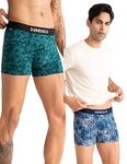 DAMENSCH Men's Regular Fit Printed Cotton Trunks | Combed Cotton, Stretchy Fabric Underwear for Men, Trunks for Men, Boxer Briefs for Men,Mens Underwear-Soft Chambray,Colonial Blue-M