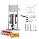Hakka 3L/7Lb Sausage Stuffer Machine,2 Speed Stainless Steel Vertical Sausage Maker with 5 Tubes and 4 Churros,Meatball Maker for Home & Commercial Kitchens