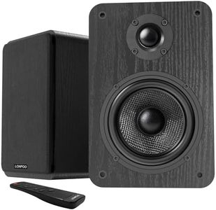 LONPOO Bluetooth Bookshelf Speakers, 60W Powered Speakers 1" Silk Domed Tweeter and 4" Woofer Record Player Speakers with Bluetooth/AUX-in/Optical/RCA (Black)
