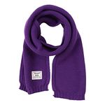 Kids Winter Knit Scarf Solid Warm Neck Warmer Toddler Soft Long Scarves for Boys Girls Neckerchief Collar Warp Autumn (Purple)