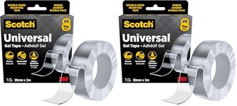 Scotch Universal Gel Tape, 30mm x 3m - Double-Sided for Multi-purpose & Heavy Duty Applications, Removable Nano Mounting Tape, Clear, Water-Resistant, Holds up to 9 kg (Pack of 2)