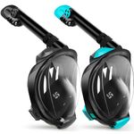 Greatever G2 Snorkeling gear for adults 2PCS, Full Face Snorkel Mask with Dry Top Snorkel, Anti-Leak & Anti-Fog Snorkel Mask Adult,Foldable Snorkeling Mask with Camera Mount mesh bag
